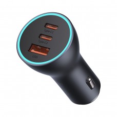 Automobilinis įkroviklis 12-24V USB + 2xUSB C 65W pilka (dark gray) Baseus CGJP010013 